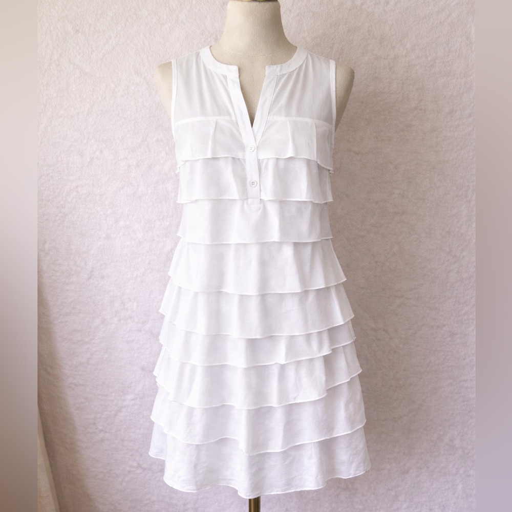 BCBG - White Sleeveless Tiered Dress